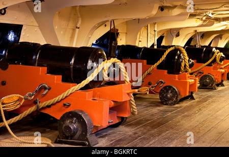 Cannon on the historic USS Constitution 'Old Ironsides' in Boston harbor, Massachusetts, USA Stock Photo