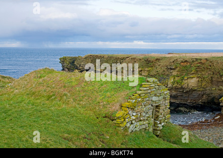 The Fishermens hut on the coastal path to the whale bone on Birsay Orkney Mainland.  SCO 5866 Stock Photo