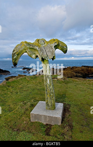 The Birsay whalebone erected on the coastal path from the remains of a beached whale c. 1876.  SCO 5868 Stock Photo