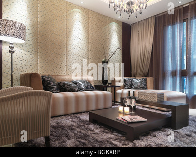 Elegantly decorated modern living room Stock Photo