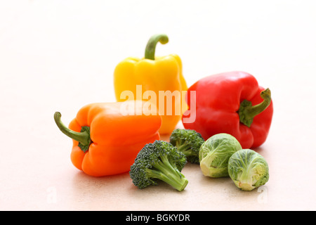 Bell peppers, broccoli and brussel sprouts