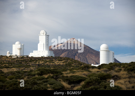Observatory in front of Mount Teide, Tenerife, Canary Islands, Spain Stock Photo