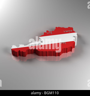 3D Map of Austria Stock Photo