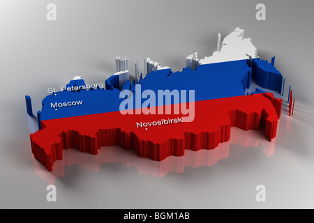 3D Map of Russia Stock Photo