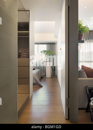 Hardwood floor in hallway of modern home Stock Photo