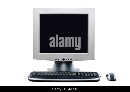 Computer display, keyboard and mouse Stock Photo