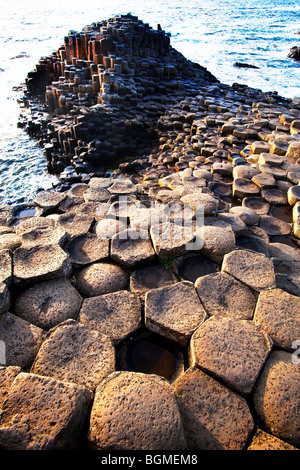 The island at the Giant's Causeway Antrim Northern Ireland a natural phenomena and a world heritage site. Stock Photo