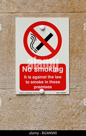 No Smoking Sign on the Entrance to a Public Building, UK. Stock Photo