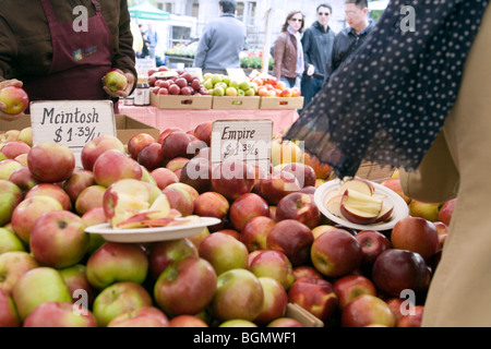 Farmer's Market fruits and vegetables on sale in Union Square Park, New York. Stock Photo