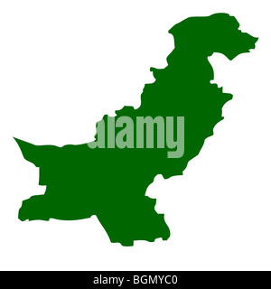 Islamic Republic of Pakistan map isolated on white background. Stock Photo