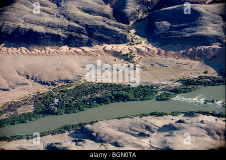 Aerial view of Serra Cafema the Kunene River, Namibia Stock Photo