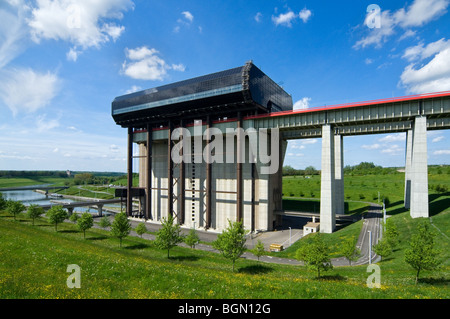 Strépy-Thieu, tallest boat lift in the world, at the Canal du Centre, Le Rœulx, Hainaut, Belgium Stock Photo