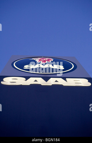 A Saab dealer lot.  Stock Photo