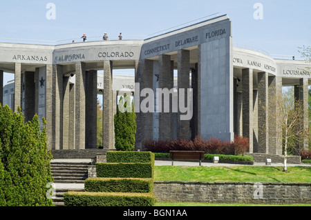 Second World War II American Memorial at the Hill of Mardasson commemorates the Battle of the Bulge, Bastogne, Ardennes, Belgium Stock Photo