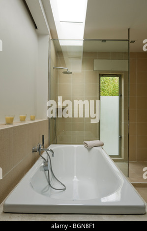 Ground floor bathroom with skylight and Philippe Starck sanitary ware Stock Photo