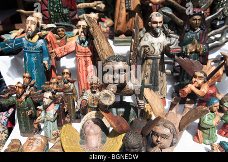 Religious icons, Sunday market, Chichicastenango, Guatemala, Central America Stock Photo