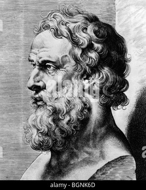 PLATO  -  18th century engraving of a  bust of the Greek philosopher (c 428- c 348 BC)