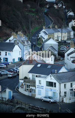 January afternoon, Llangrannog remote coastal village, Ceredigion, west wales UK Stock Photo