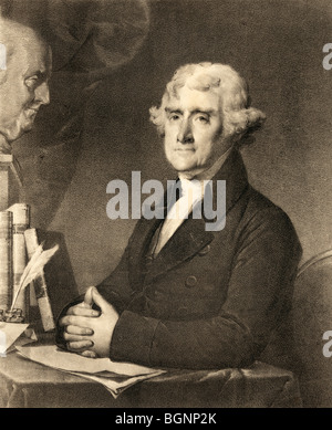 Thomas Jefferson ,1743 to 1826. Third president of the United States and a Founding Father. Stock Photo