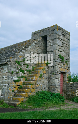 Old customs house with stone roof in the Cabellou fortress at Concarneau, Finistère, Brittany, France Stock Photo