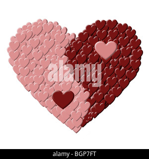 Pink Love Heart Shape Made Up of Hearts Stock Photo - Alamy