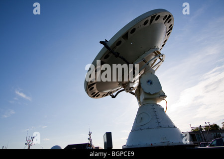 The dish of the NOXP mobile radar truck. Shot during Project Vortex 2. Stock Photo