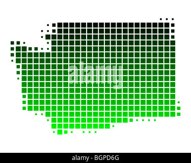 Square dots pattern map of Washington. Dotted pixel map with american ...