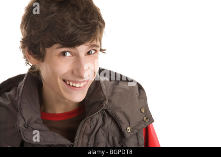 Portrait of young man laughing isolated on white background Stock Photo