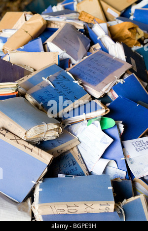 Archives to be recycled in the paper recycling company Voutselas in Renti industrial area, Athens, Greece. Stock Photo