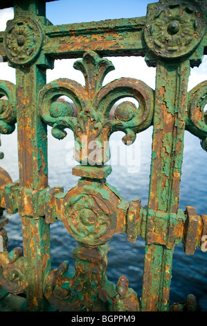 Pealing Paint on Iron work, Longfellow Bridge, Boston Stock Photo