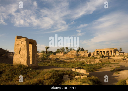 View of the Ptolemaic Birth House, the Coptic Church and Roman Birth House at Dendera Temple, Nile Valley, Egypt. Stock Photo