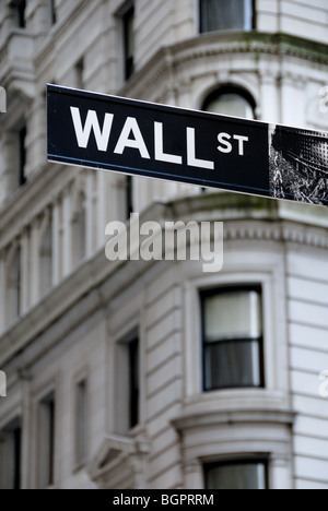 A street sigih for Wall Street in the Financial district of New York city. Stock Photo