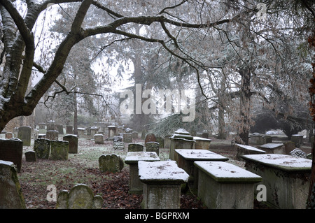 Graves tomb stones grave stones frost Witney Stock Photo