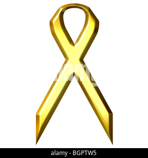Childhood cancer awareness 3d golden ribbon Stock Photo