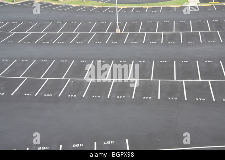 empty, large numbered space parking lot from above Stock Photo