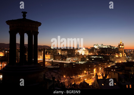 Edinburgh at Night from Calton Hill Stock Photo