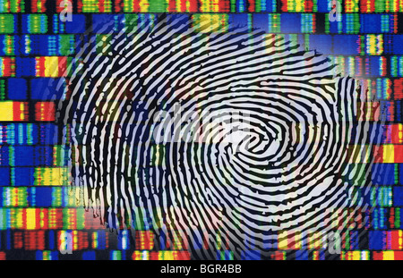 fingerprint, decoding, symbol picture, DNA-Sequence Stock Photo
