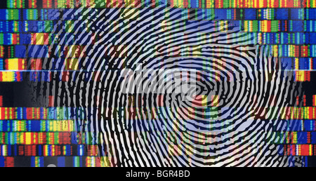 fingerprint, decoding, symbol picture, DNA-Sequence Stock Photo