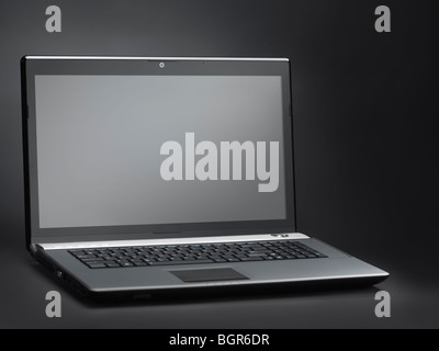 High-end 17-inch black laptop computer isolated with a clipping path Stock Photo