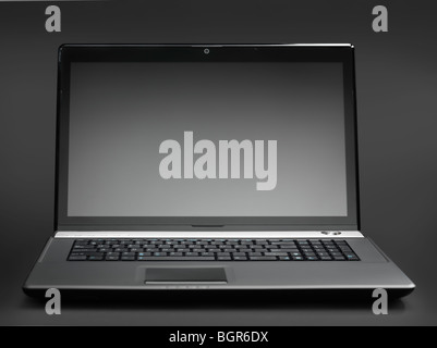 High-end 17-inch black laptop computer isolated with a clipping path Stock Photo
