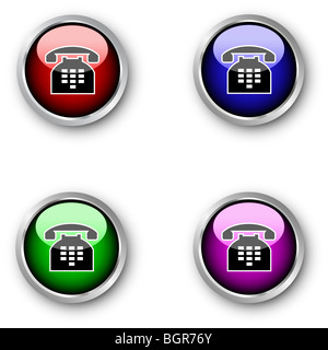 Glossy telephone icons Stock Photo