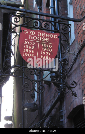 Sign for God Begot House off the High Street Winchester Stock Photo