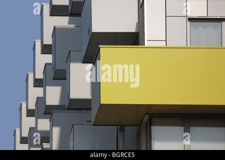 barking central learning centre and apartments, yellow and white balconies Stock Photo