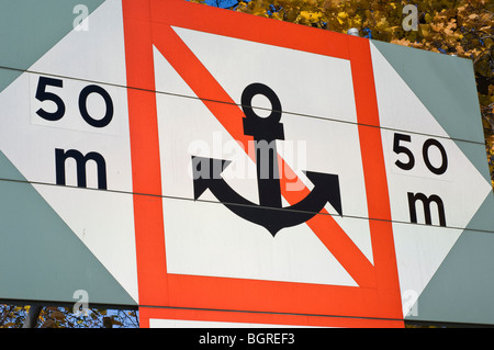 A sign against anchoring, Sweden. Stock Photo