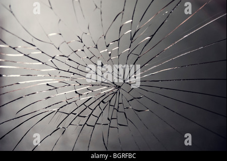 Cracked glass, Sweden. Stock Photo