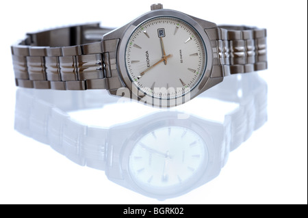 Mans expandable bracelet wristwatch Stock Photo