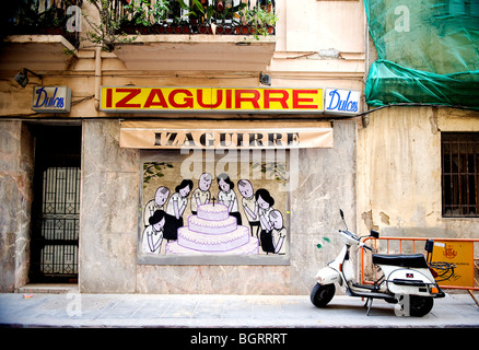 Street art is all over the center of Valencia in Spain. Colorful graffiti bathed by the Mediterranean sunshine. Stock Photo