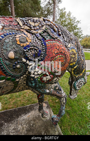 horse sculpture Ocala Florida Appleton Museum of Art exterior life size mosaic glass covered Stock Photo