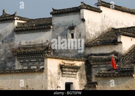 Outline of Huizhou houses in Hongcun. Anhui province, China. Stock Photo
