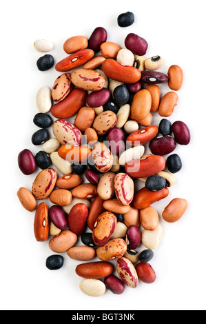 Mixture of dry beans isolated on white background Stock Photo